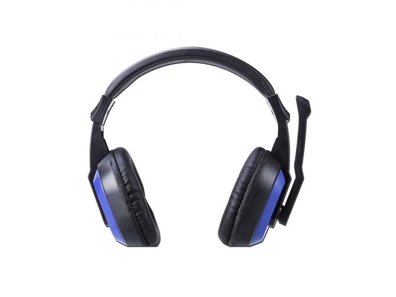 Casque gaming filaire avec micro deporté noir et bleu CT649