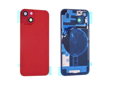 Vitre Arrière + Support iPhone 14 Rouge