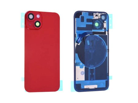 Vitre Arrière + Support iPhone 14 Rouge