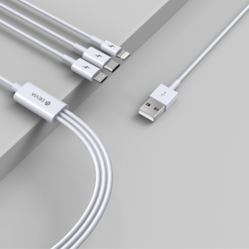 Câble 3 en 1- Devia Smart Series - Micro USB / Lightning / Type C 1.2M - Blanc
