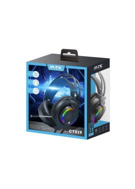 Casque gaming filaire noir avec micro deporté et Led – cable 2.2M – CT019